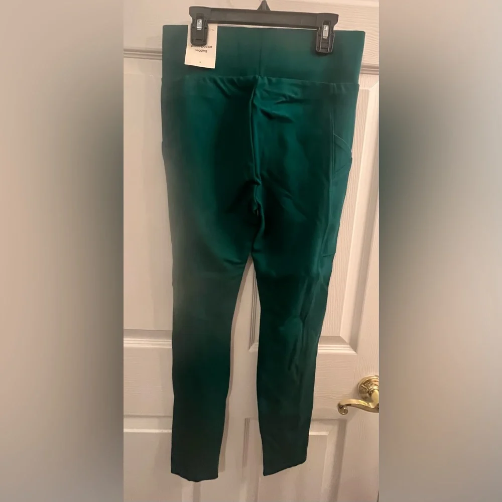 NWT Lou & Grey the Ponte Pocket Legging in Esmerald Green Side Pockets Size S